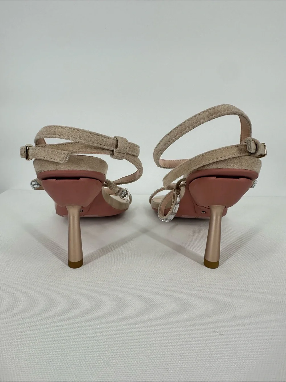 VICE VERSA Marina Beige Crystal Strap Convertible Sandel Heels to Flats Size 7 - Picture 5 of 16